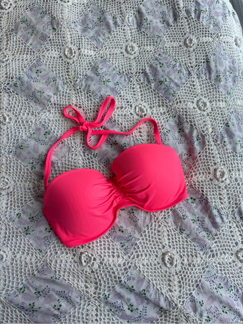 Y2K Victoria’s Secret neon pink ruched halter bikini top - Picture 2 of 5